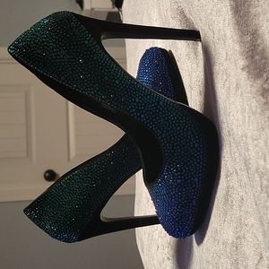 Kate Preston Blue Rhinestone High Heels